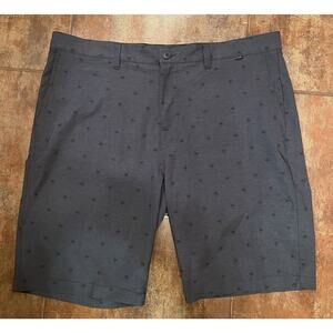 Travis Mathew Men’s Sz 40 x 10 Navy Blue Palm Tree Hawaiian Golf Chino Shorts